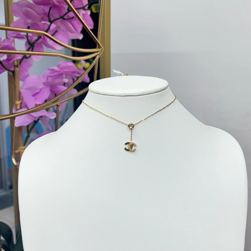 CC Stainless Steel Gold Pendant Necklace - Picture 3 of 3